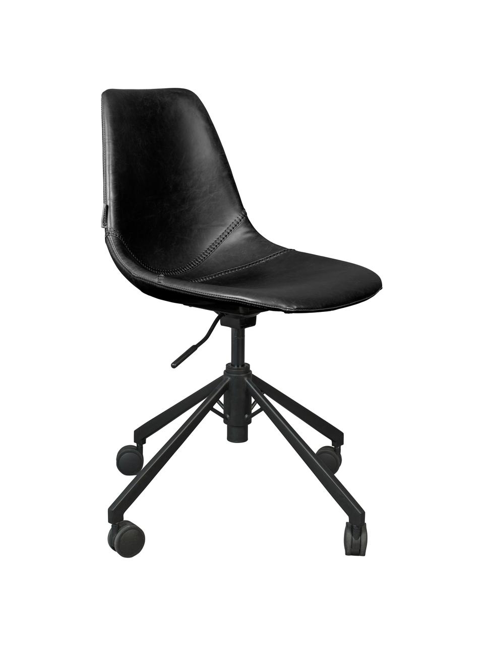 Krzesło biurowe ze sztucznej skóry Franky, obrotowe, Tapicerka: sztuczna skóra (poliureta, Nogi: metal malowany proszkowo, Czarny, S 68 x G 68 cm
