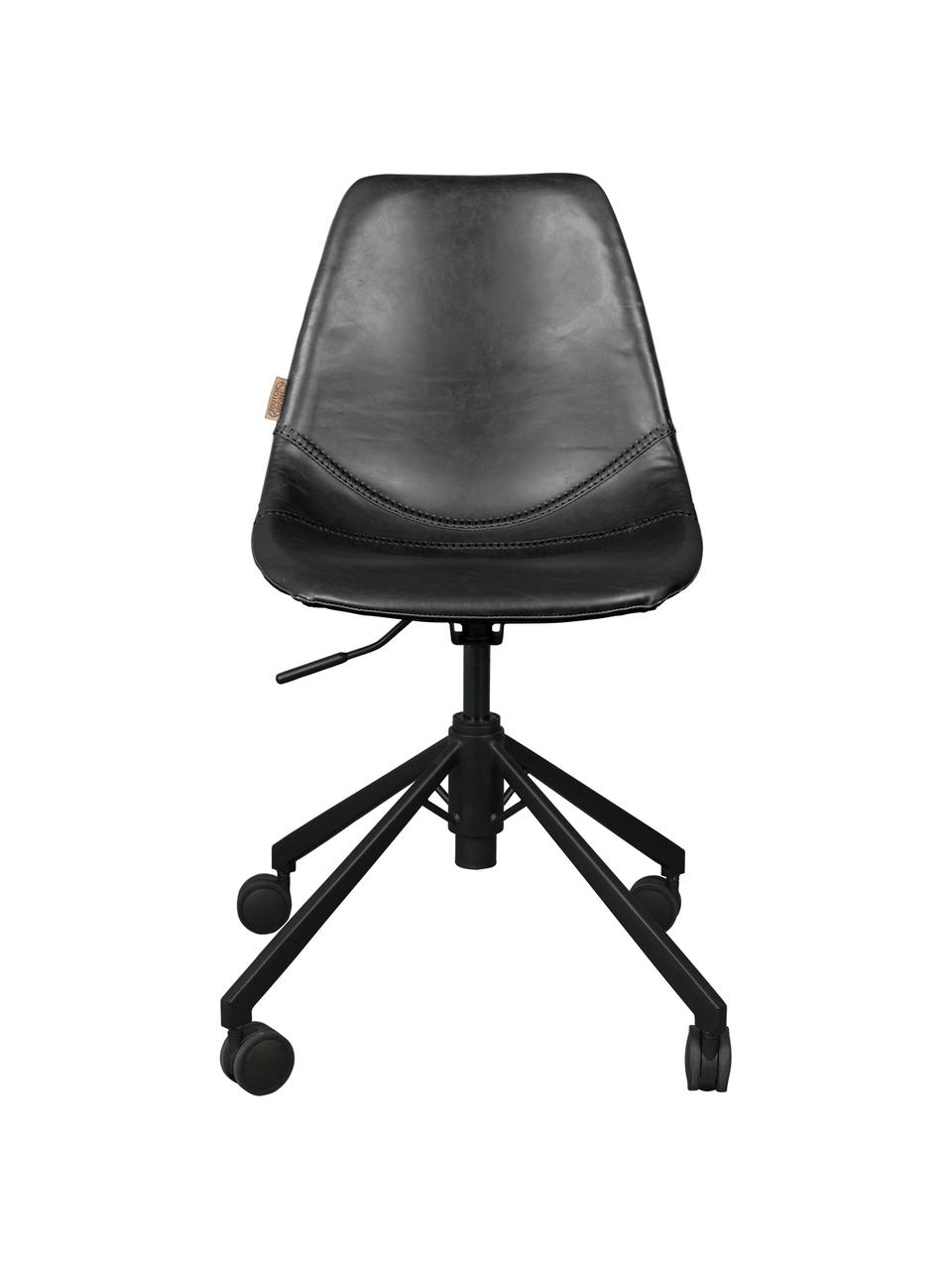 Kancelářská otočná židle z imitace kůže Franky, výškově nastavitelná, Černá