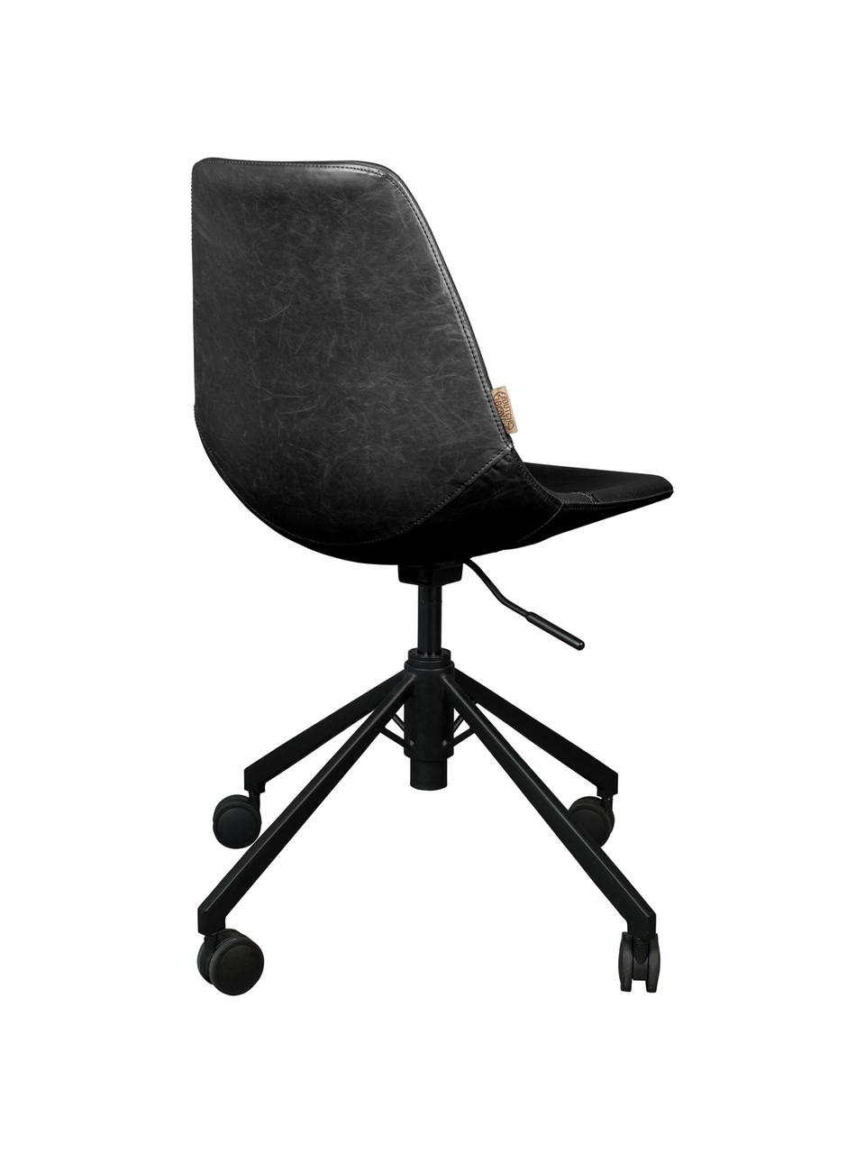 Krzesło biurowe ze sztucznej skóry Franky, obrotowe, Tapicerka: sztuczna skóra (poliureta, Nogi: metal malowany proszkowo, Czarny, S 68 x G 68 cm