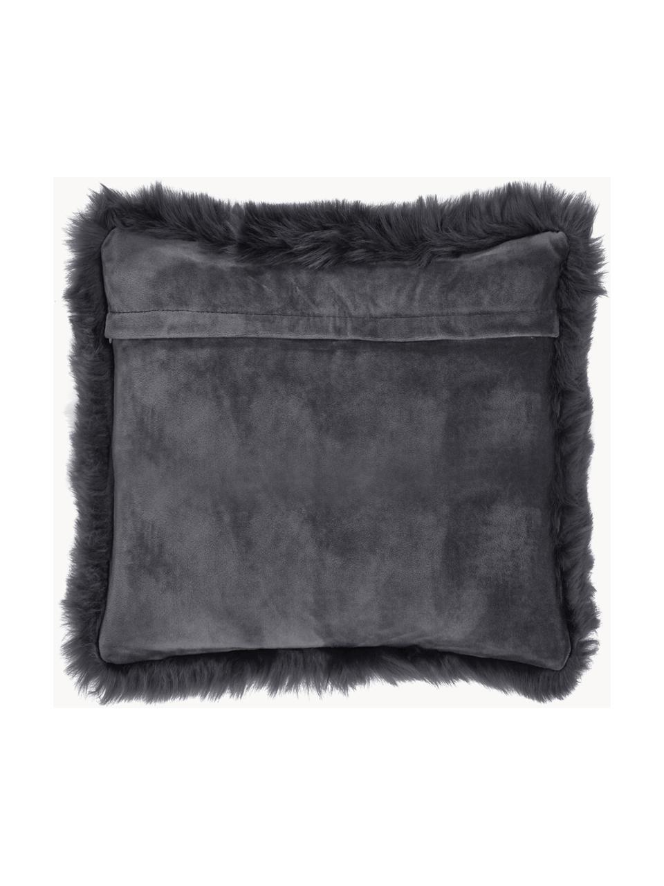 Housse de coussin 40x40 imitation fourrure Mathilde, Anthracite, larg. 40 x long. 40 cm