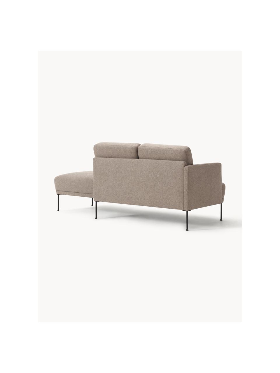 Chaise longue Fluente, Bekleding: 100% polyester Met 115.00, Frame: massief grenenhout, Poten: gepoedercoat metaal Dit p, Geweven stof nougat, B 202 x D 85 cm, rugleuning links