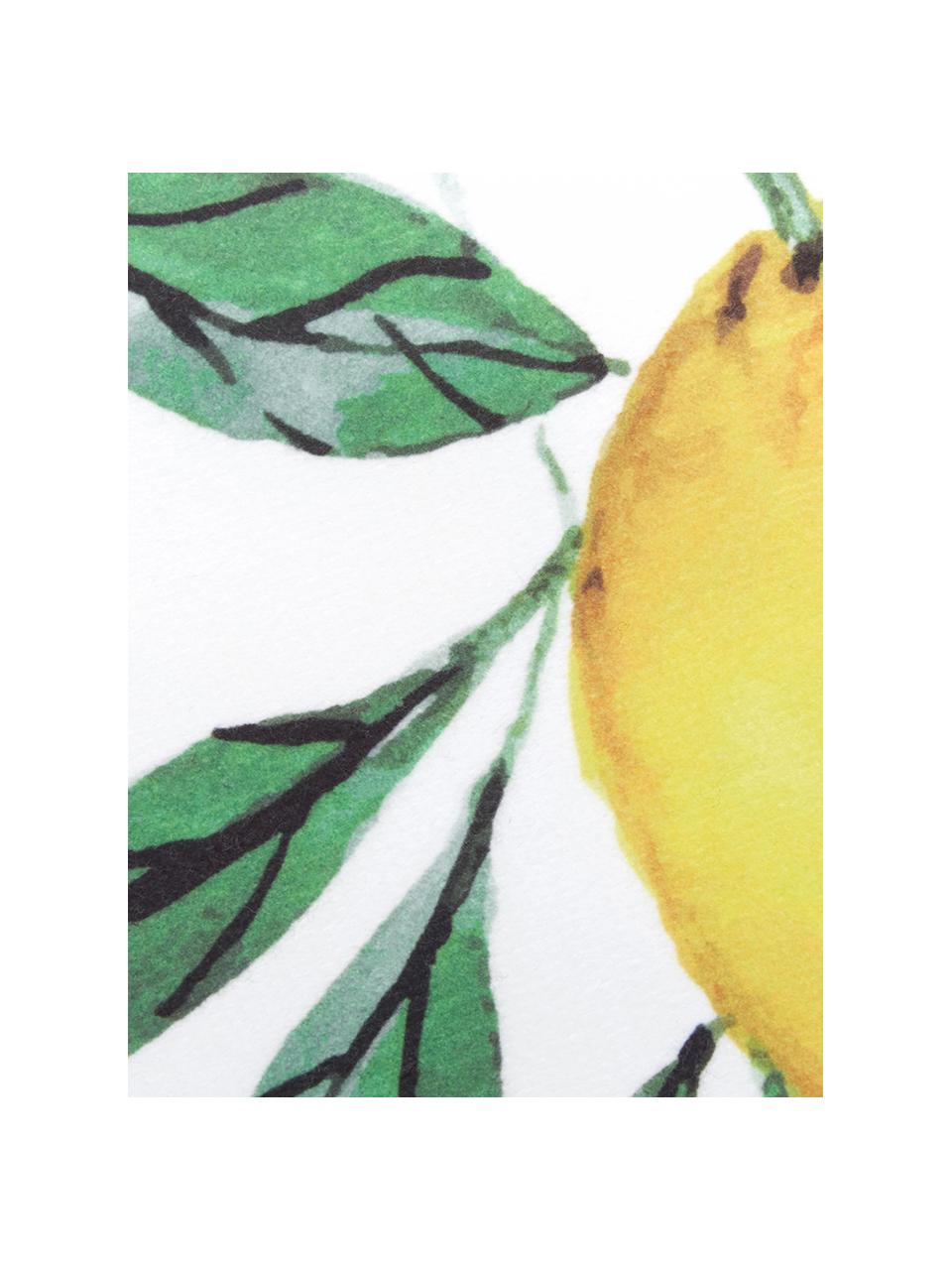 Serviette de plage imprimé citron Lemon, 55 % polyester, 45 % coton très léger grammage, 340 g/m², Blanc, vert, jaune, larg. 70 x long. 150 cm