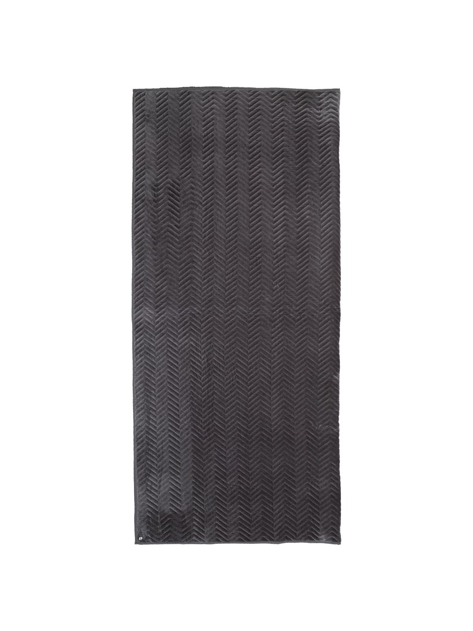 Fluwelen bedsprei Chevron, Katoen fluweel, Grijs, 240 x 260 cm