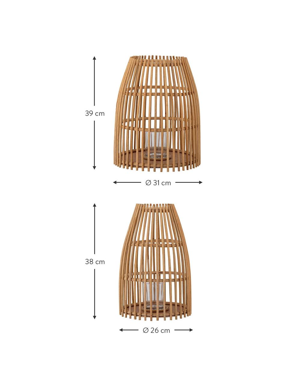 Lanterne en jonc de mer Cawo, 2 élém., Fibres naturelles, Brun clair, Lot de différentes tailles