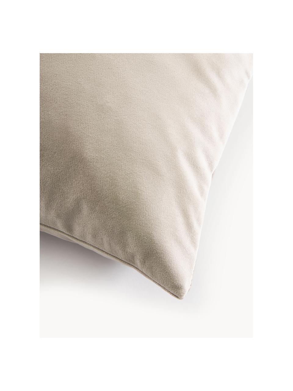 Fundas de cojín de terciopelo Rush, 2 uds., 100% poliéster (reciclado), Beige claro, An 45 x L 45 cm