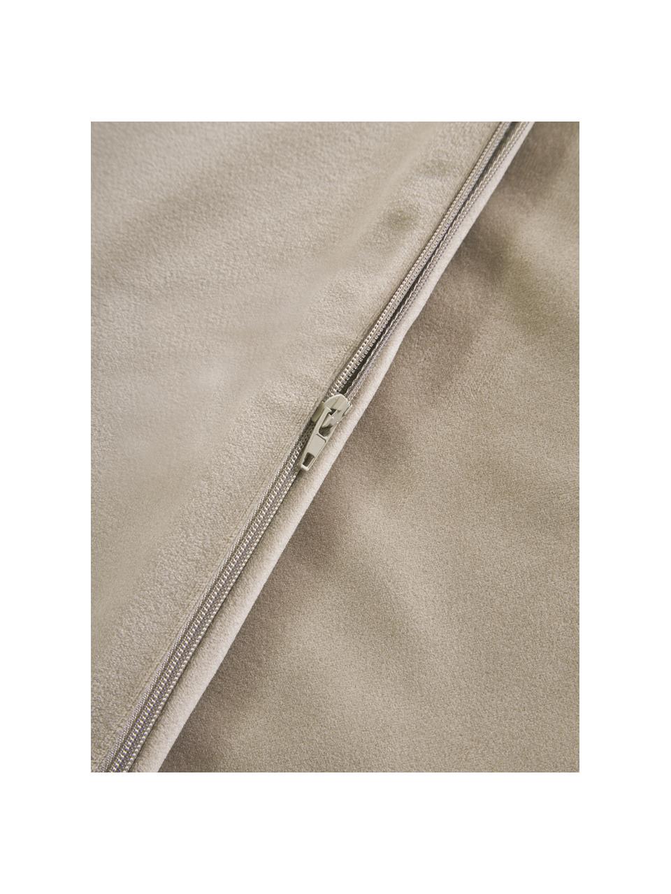 Fundas de cojín de terciopelo Rush, 2 uds., 100% poliéster (reciclado), Beige claro, An 45 x L 45 cm