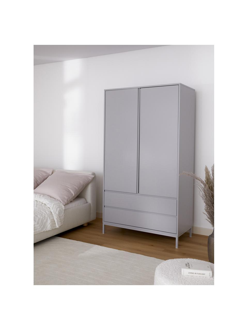 Armoire classique Ikaro, 2 portes, Gris, larg. 110 x haut. 200 cm