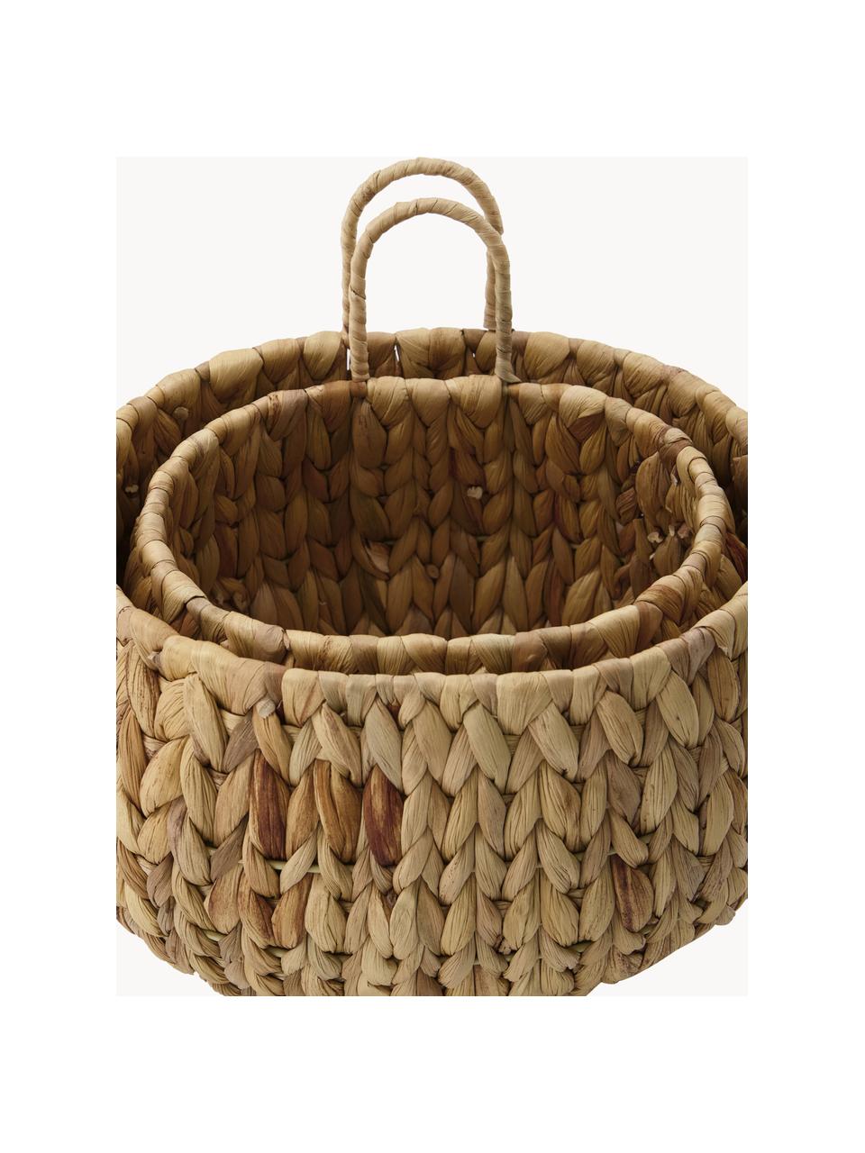 Set de cestas para colgar, 2 uds., Cesta: jacintos de agua, Estructura: alambre de acero, Marrón, Set de diferentes tamaños