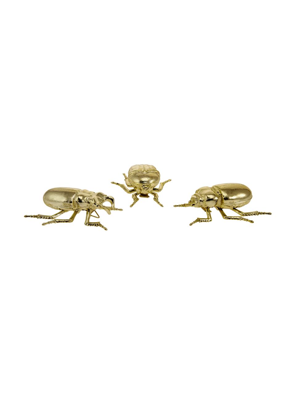 Set de escarabajos decorativos, 3 pzas., Resina, Dorado, An 11 x Al 4 cm