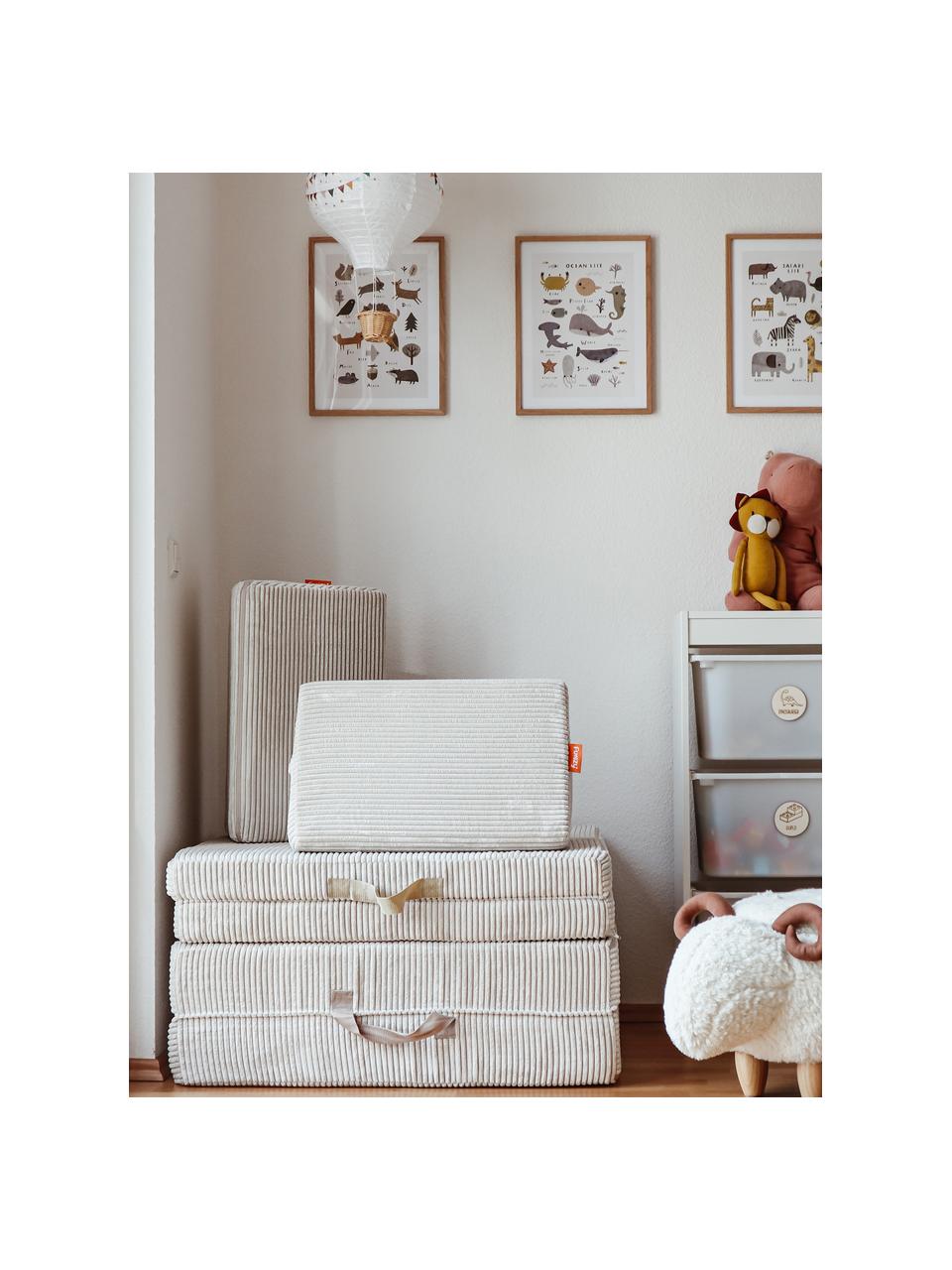 Canapé de jeu modulaire pour enfants fait main en velours côtelé Arktis, Velours côtelé beige clair, larg. 168 x prof. 84 cm