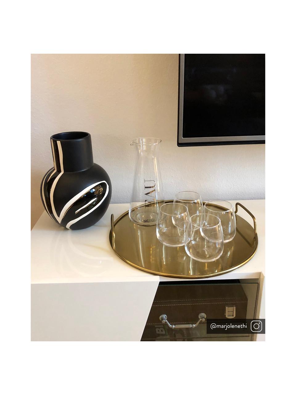 Karaf Eau met tekst, 1 L, Glas, Transparant, goudkleurig, H 23 cm