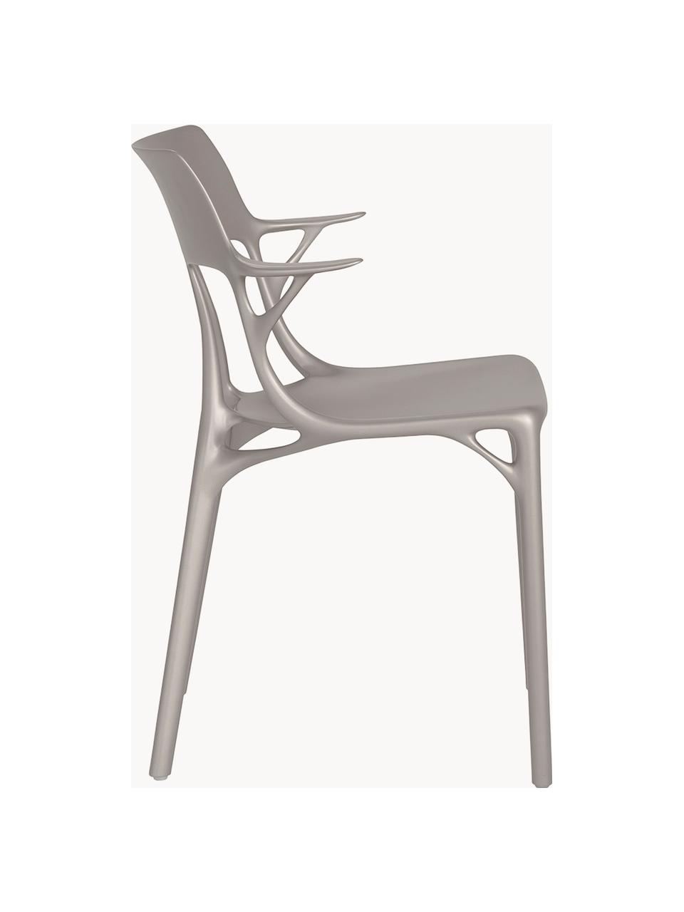 Chaises à accoudoirs en plastique A.I., 2 pièces, Plastique, Grège, larg. 54 x haut. 53 cm