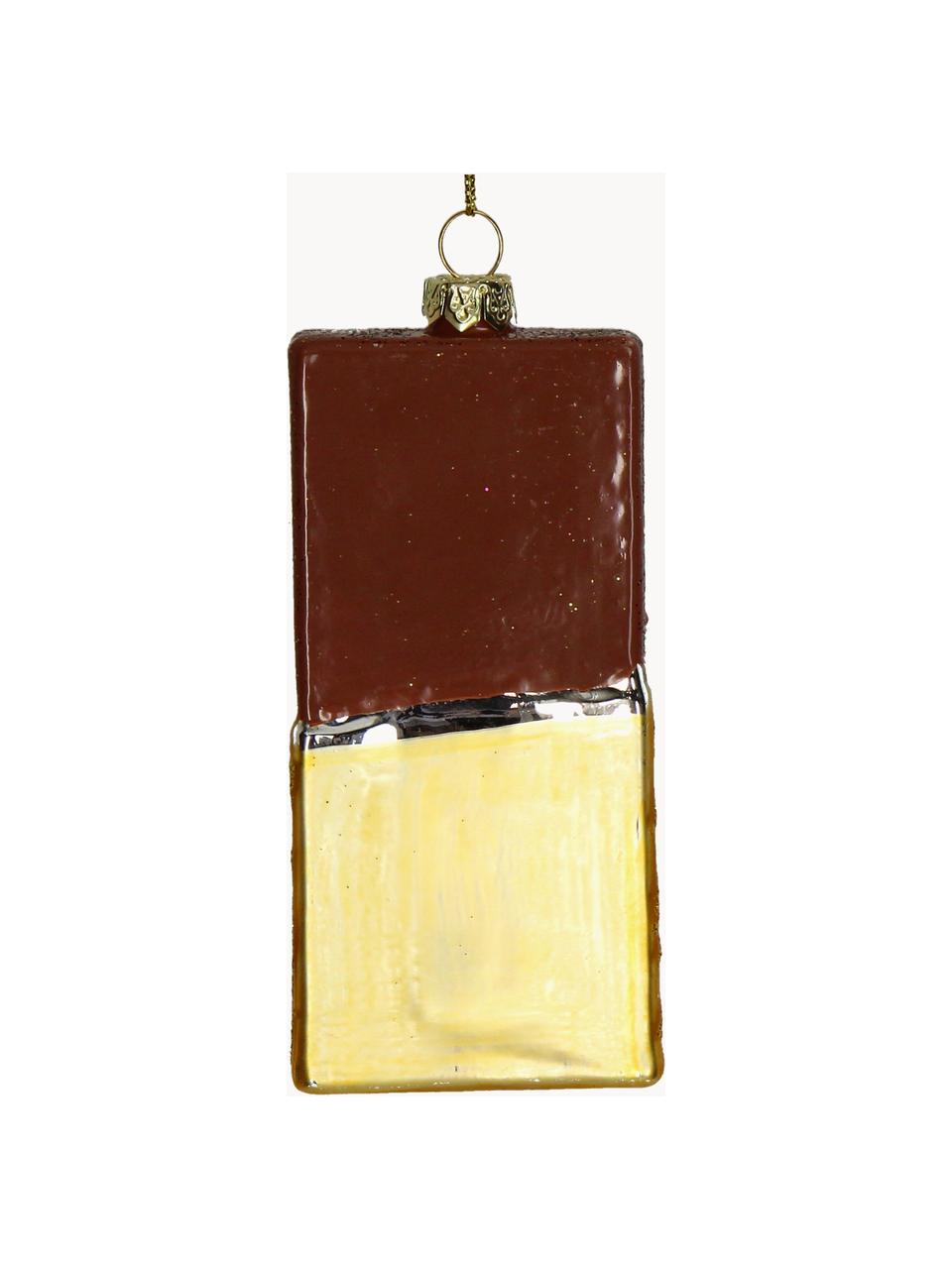 Baumanhänger Chocolate Bar, Glas, Dunkelbraun, Goldfarben, B 5 x H 12 cm