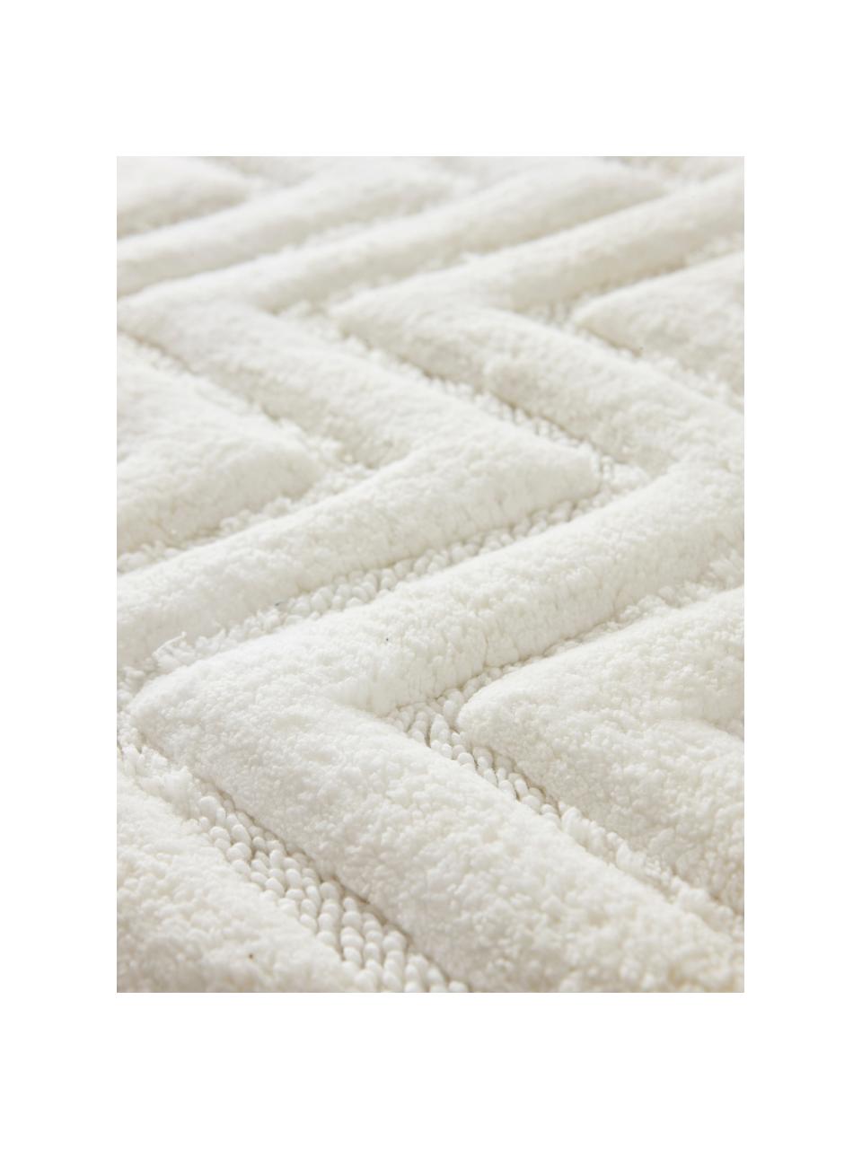 Flauschiger Badvorleger Arild in Weiß, 100% Baumwolle, Gebrochenes Weiß, 50 x 80 cm