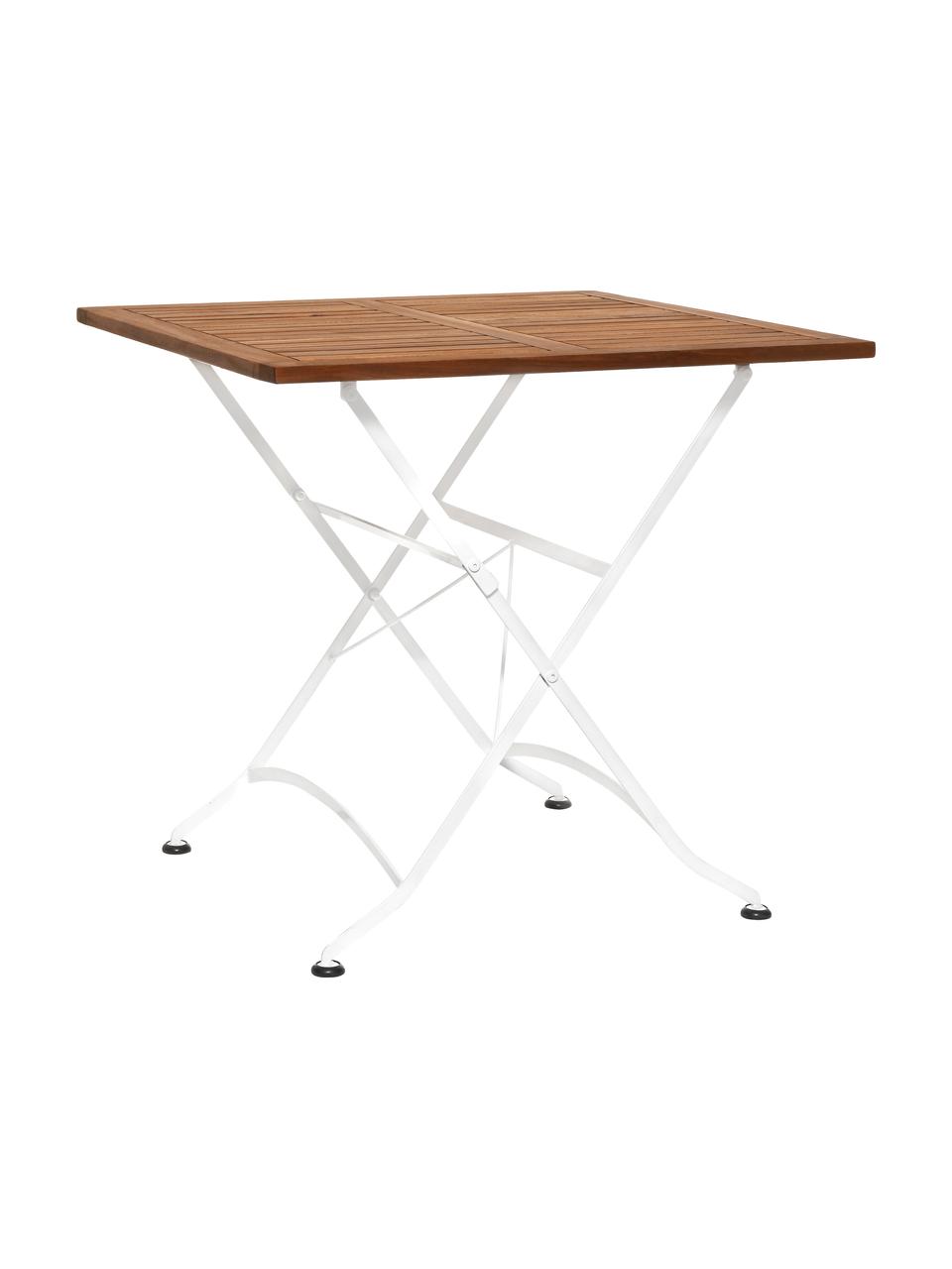 Table pliante plateau en bois Parklife, Blanc, bois d'acacia