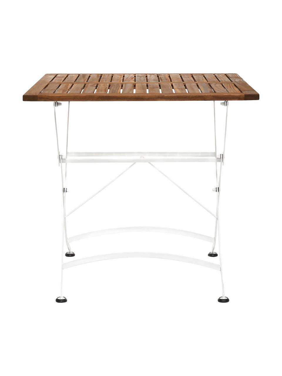 Table pliante plateau en bois Parklife, Blanc, bois d'acacia