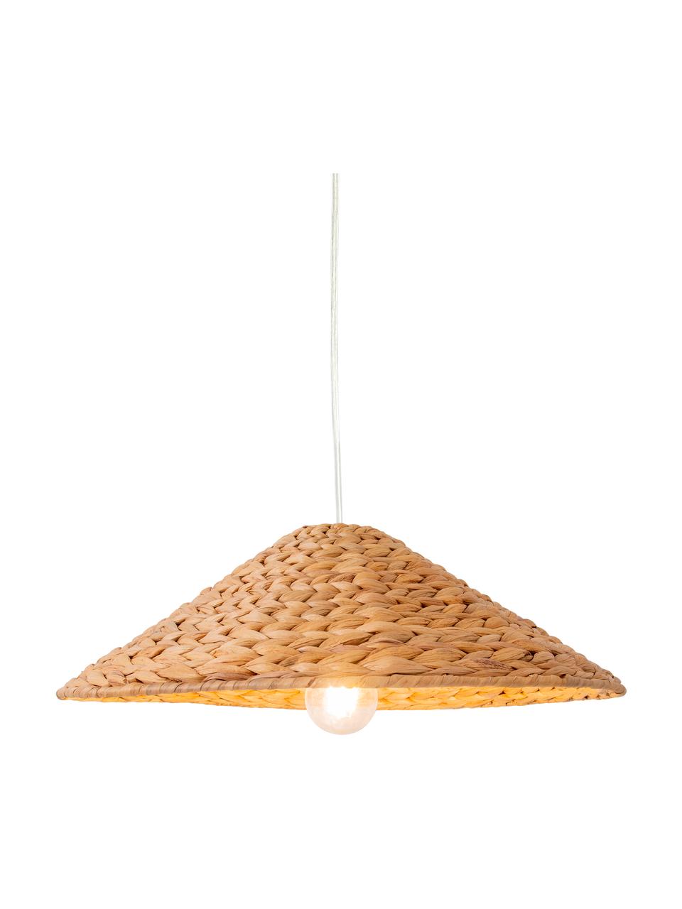 Boho hanglamp Corb, Lampenkap: waterhyacintgras, Baldakijn: kunststof, Bruin, Ø 45 x H 14 cm