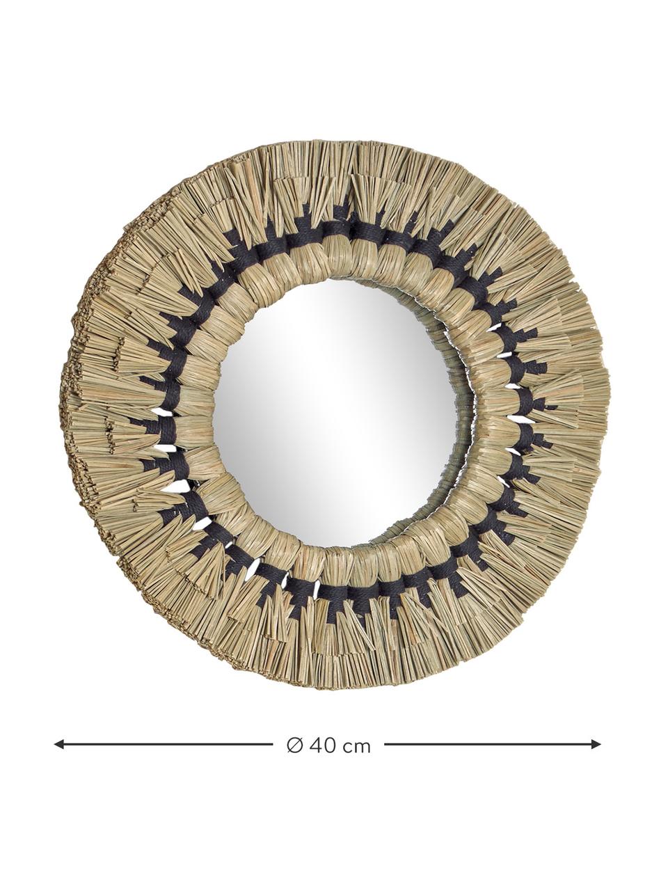 Specchio rotondo da parete con cornice in erba secca Alum, Beige, nero, Ø 40 x Prof. 5 cm