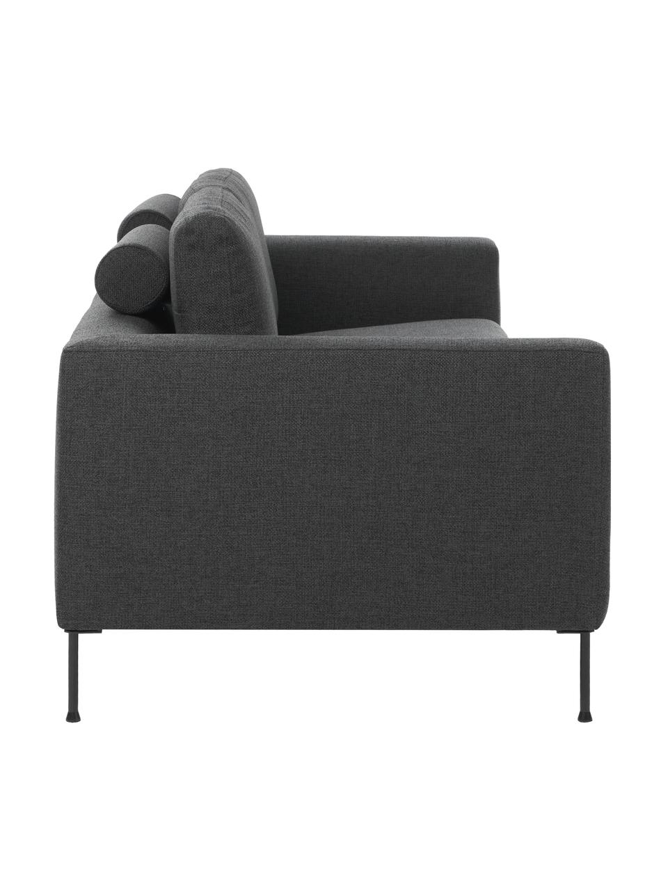 Divano 3 posti con piedini in metallo Cucita, Rivestimento: tessuto (100% poliestere), Struttura: Pino massiccio, certifica, Piedini: metallo laccato, Tessuto antracite, Larg. 228 x Prof. 94 cm