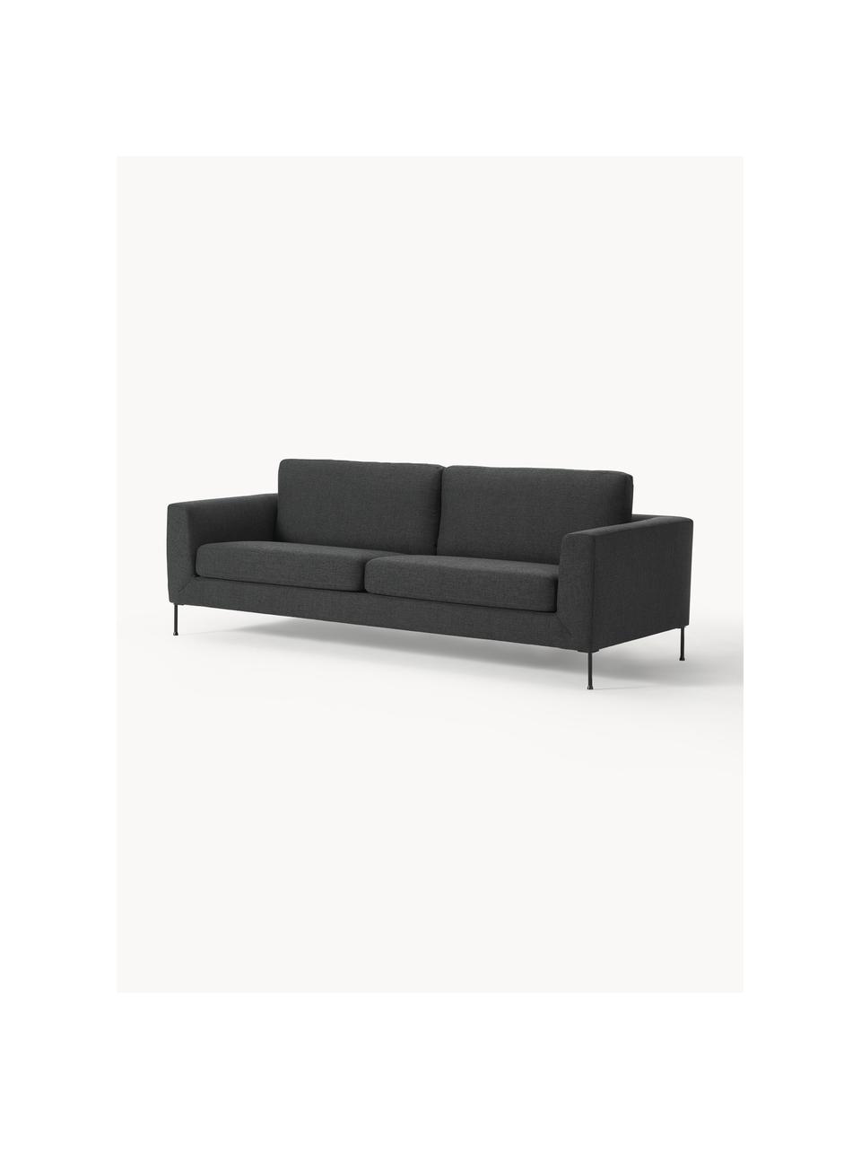 Sofa Cucita (3-osobowa), Tapicerka: tkanina (100% poliester) , Stelaż: lite drewno sosnowe, skle, Nogi: metal lakierowany Ten pro, Antracytowa tkanina, S 228 x G 94 cm