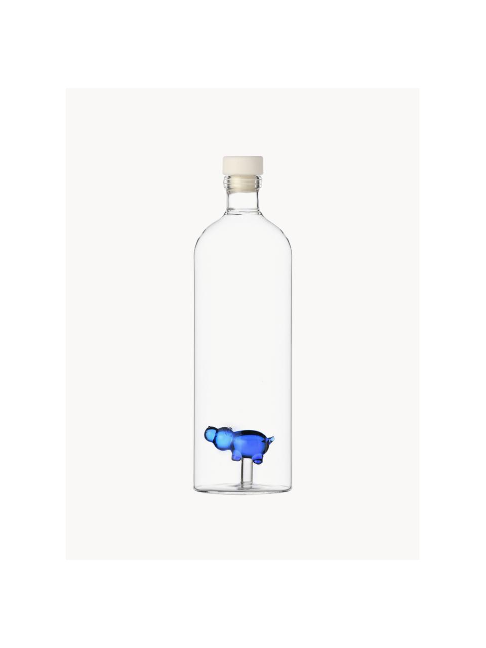 Jarra artesanal Animal Farm, 1,1 L, Vidrio de borosilicato, Transparente, azul, 1,1 L