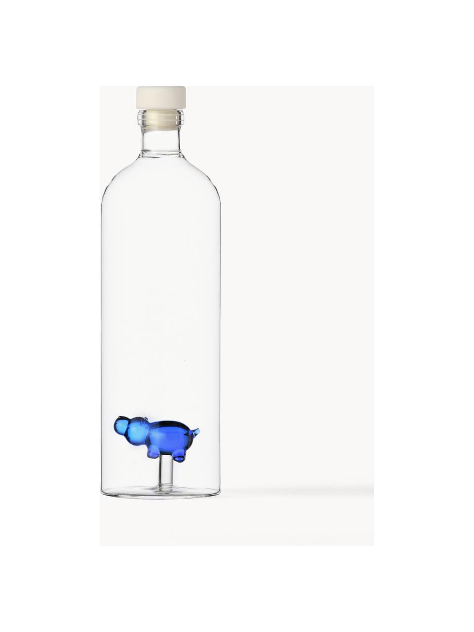 Handgefertigte Karaffe Animal Farm, 1.1 L, Borosilikatglas, Transparent, Blau, 1.1 L