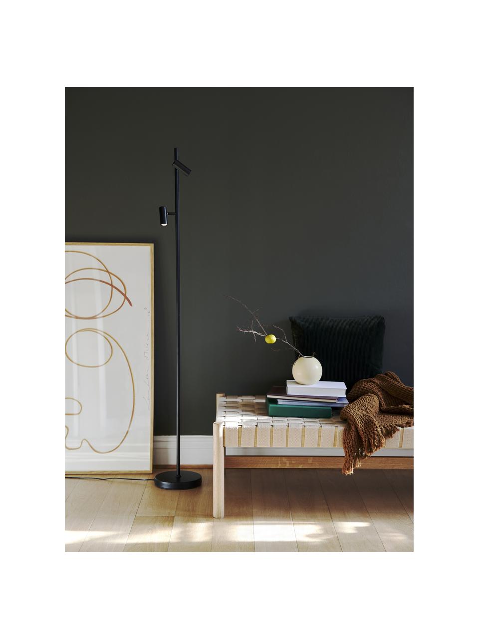 Dimmbare LED-Leselampe Omari, Lampenschirm: Metall, beschichtet, Lampenfuß: Metall, beschichtet, Schwarz, H 141 cm