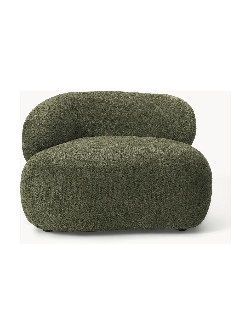 Fauteuil lounge en peluche-bouclette Alba, Peluche-bouclette vert foncé, larg. 102 x prof. 89 cm, dossier à gauche