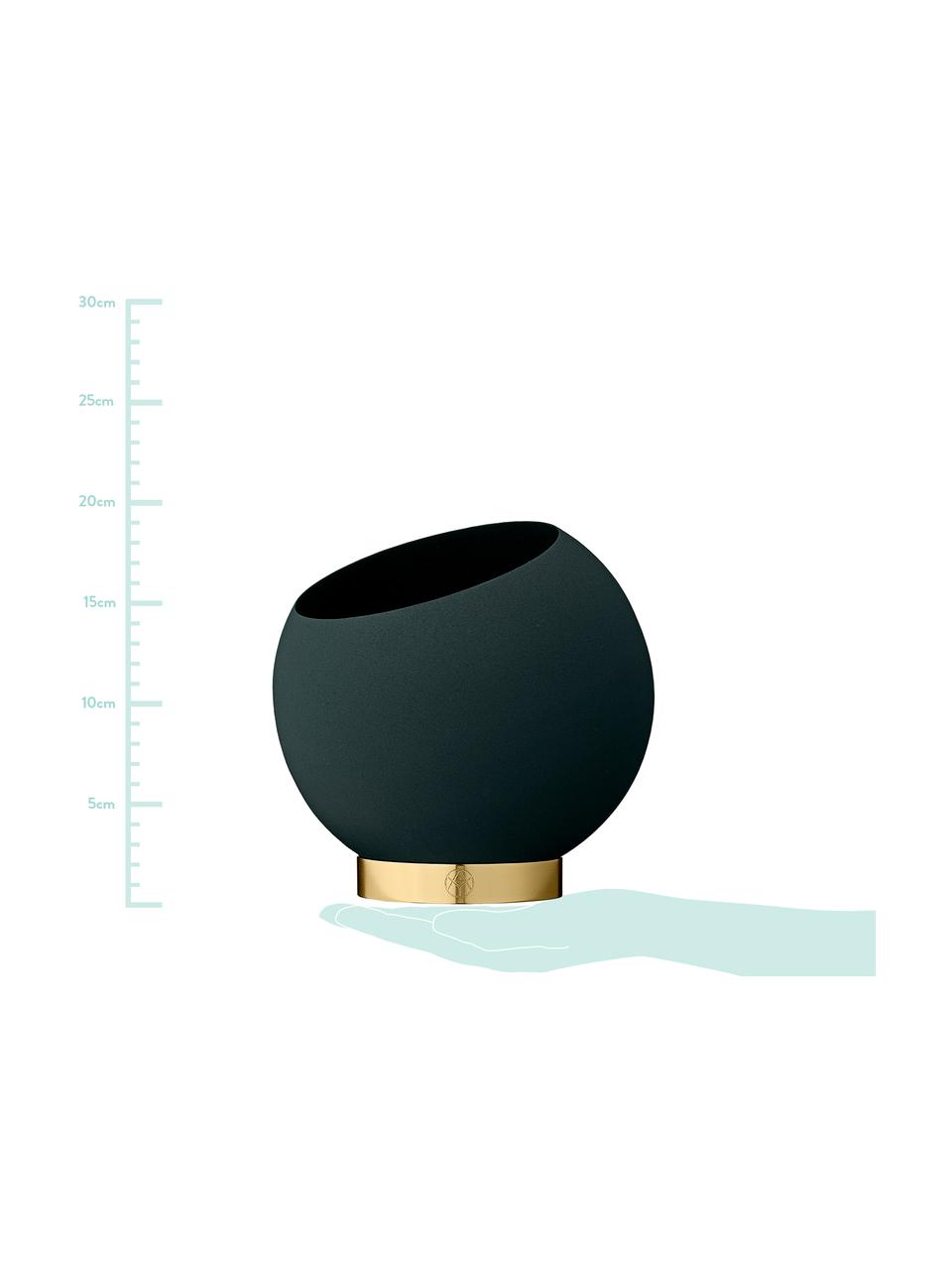 Übertopf Globe, Übertopf: Metall, pulverbeschichtet, Fuß: Edelstahl, beschichtet un, Dunkelgrün, Ø 21 x H 19 cm