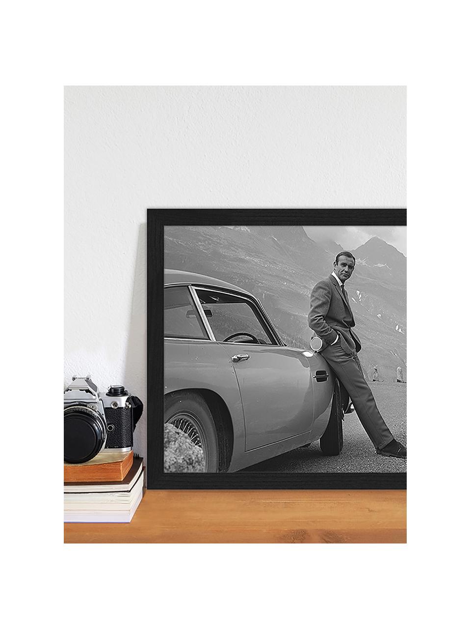 Gerahmter Digitaldruck Sean Connery (James Bond), Bild: Digitaldruck auf Papier, , Rahmen: Holz, lackiert, Front: Plexiglas, Schwarz, Weiß, B 43 x H 33 cm