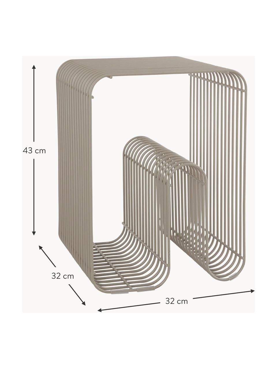 Table d'appoint en métal avec porte-revues Curve, Acier, enduit, Grège, larg. 32 x haut. 43 cm