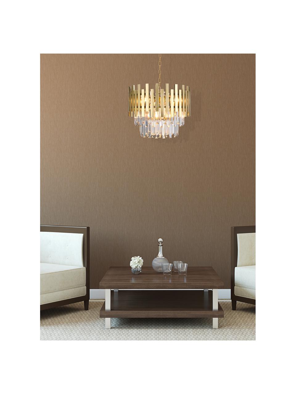 Design kroonluchter Aspen, Goudkleurig, transparant, Ø 45 x H 30 cm