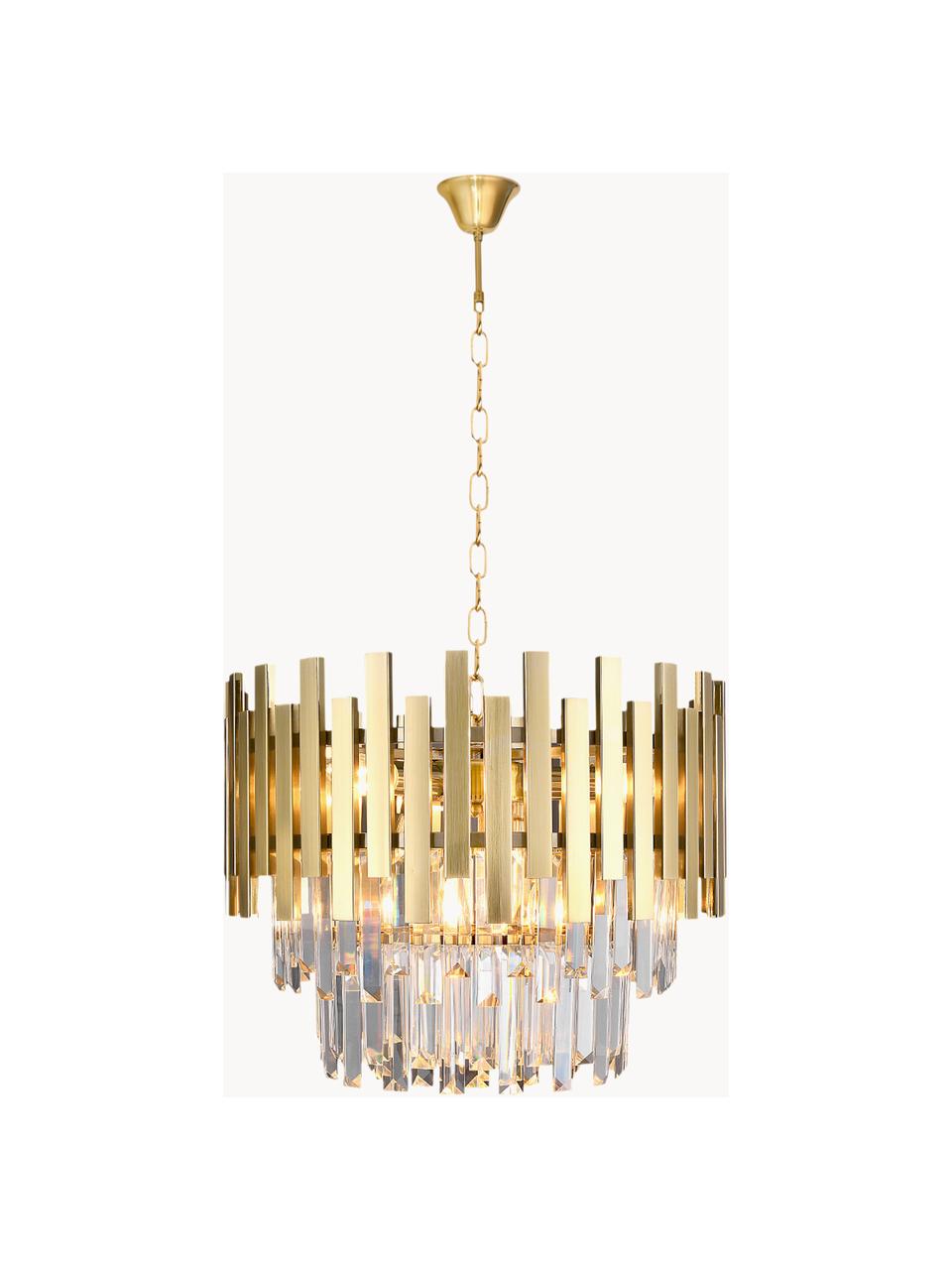 Lampada a sospensione di design Aspen, Struttura: metallo rivestito, Baldacchino: metallo rivestito, Dorato, trasparente, Ø 45 x Alt. 30 cm