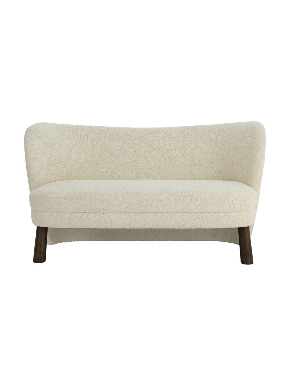 Divano 2 posti con piedini in legno di pino Tress, Rivestimento: Teddy (100 % poliestere), Gambe: legno di frassino, Teddy bianco, Larg. 140 x Prof. 65 cm