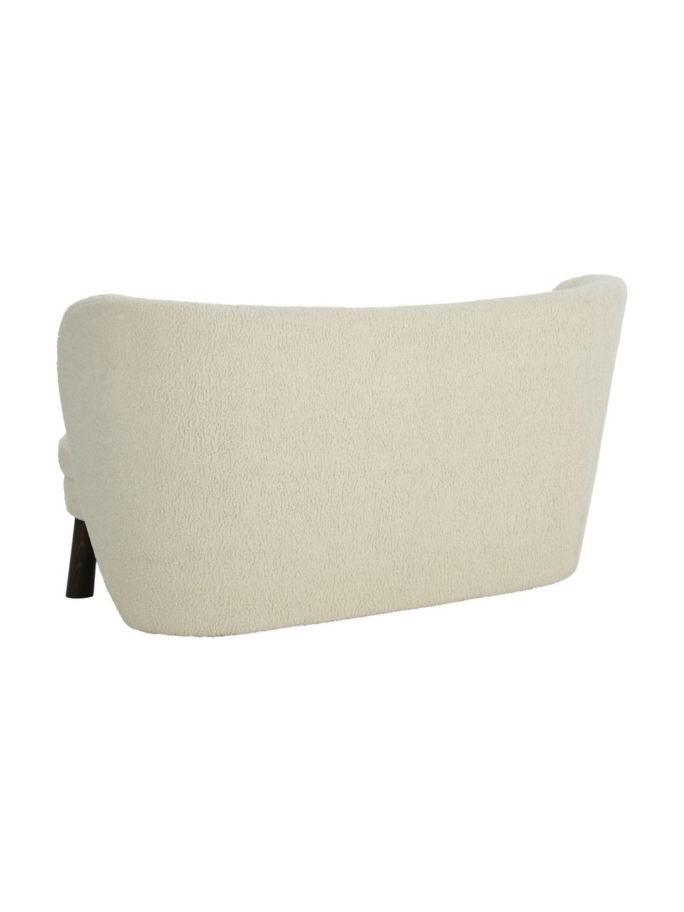 Canapé 2 places tissu peluche avec pieds en pin Tress, Tissu peluche blanc, larg. 140 x prof. 65 cm