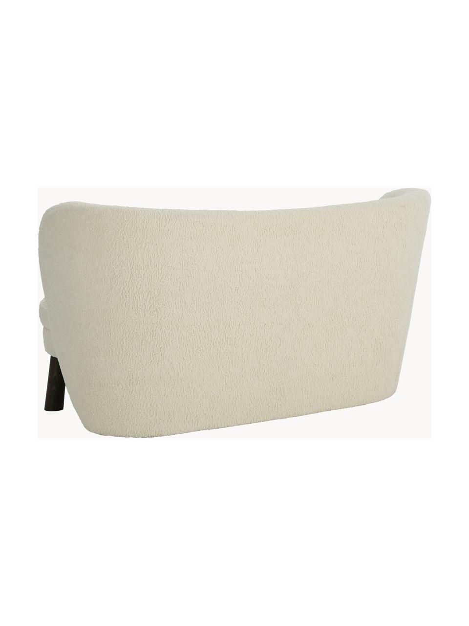 Teddy-Sofa Tress (2-Sitzer) mit Kieferholz-Füßen, Bezug: Teddy (100 % Polyester), Korpus: Sperrholz, Kieferholz, Beine: Eschenholz, Teddy Off White, Dunkelbraun, B 140 x T 65 cm