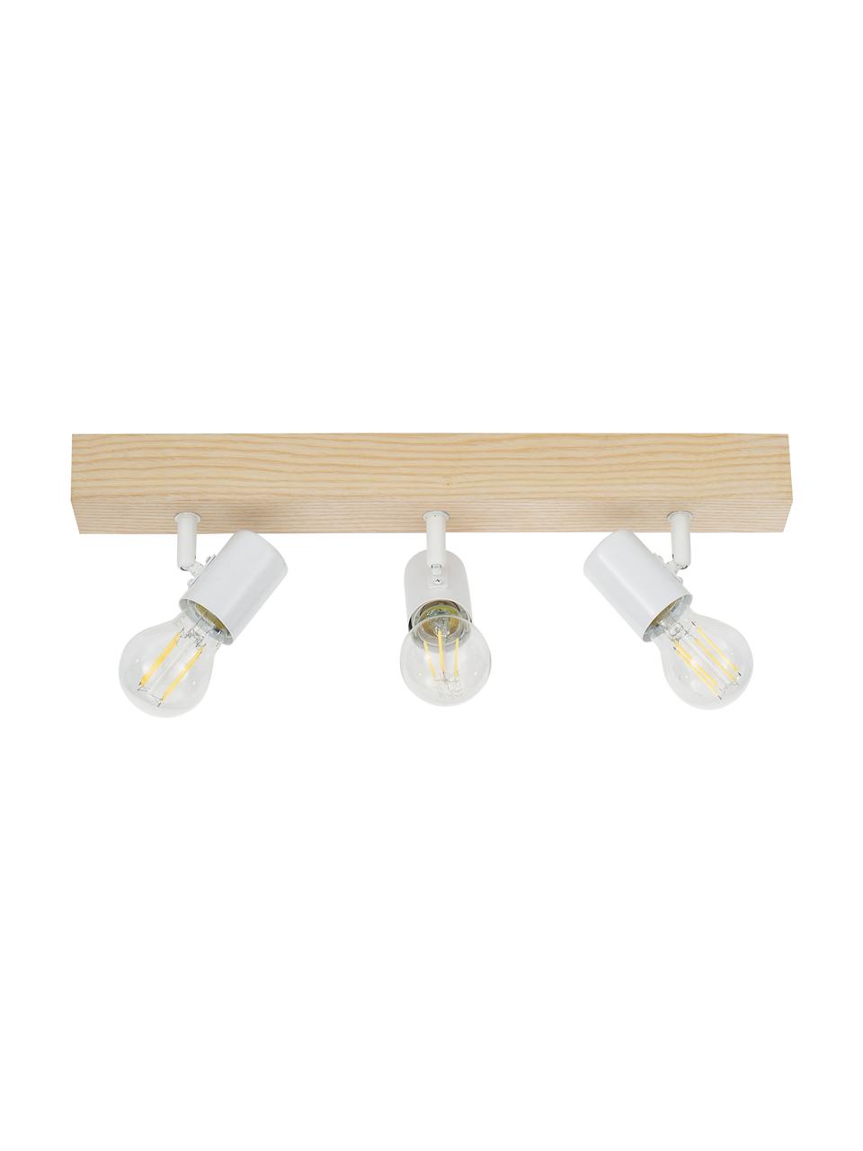 Spot plafond en bois Townshend, Blanc, bois clair, larg. 48 x haut. 13 cm