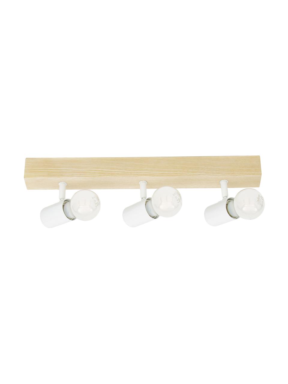 Spot plafond en bois Townshend, Blanc, bois clair, larg. 48 x haut. 13 cm