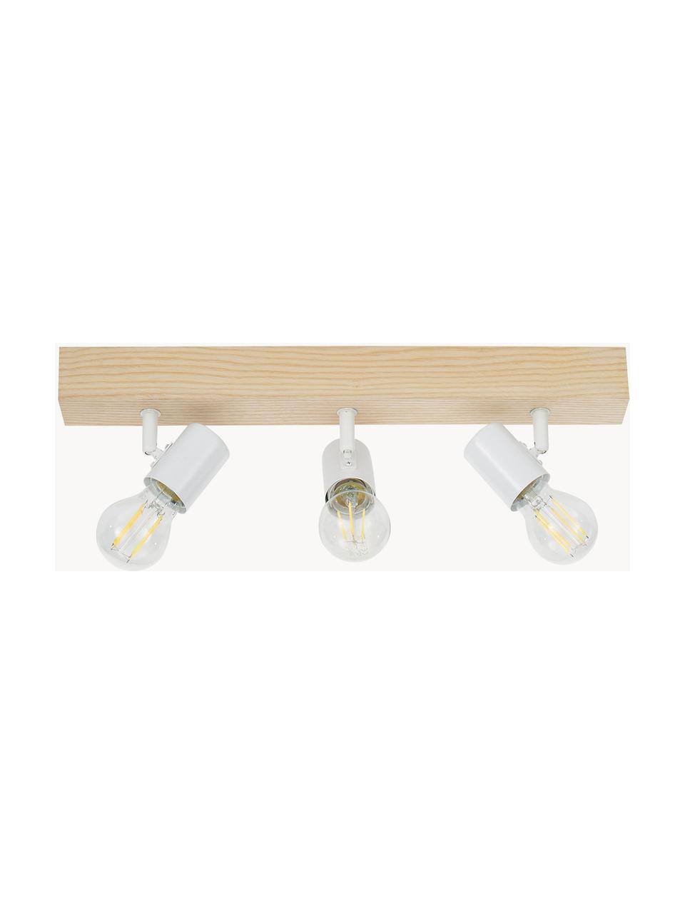 Faretti da soffitto in legno Townshend, Baldacchino: legno, Bianco, legno chiaro, Larg. 48 x Alt. 13 cm