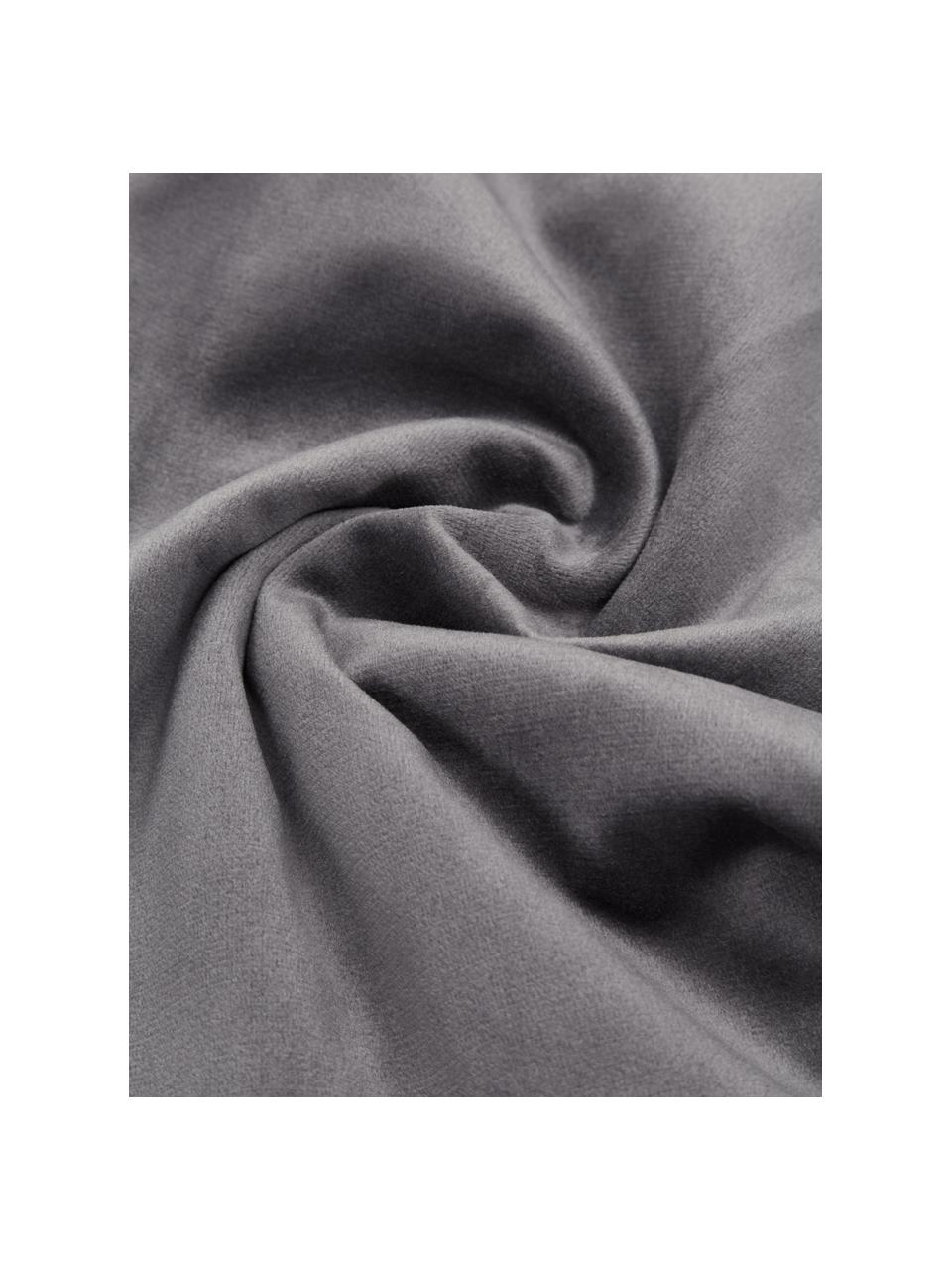 Fluwelen kussenhoes Lucie in donkergrijs met structuur-oppervlak, 100% fluweel (polyester), Grijs, B 30 x L 50 cm