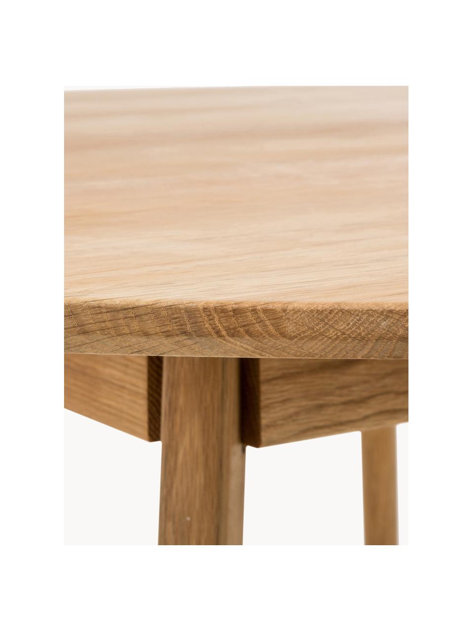 Mesa de comedor redonda de roble Yumi, Ø 115 cm, Tablero: fibras de densidad media , Patas: madera de roble, Madera de roble, Ø 115 cm