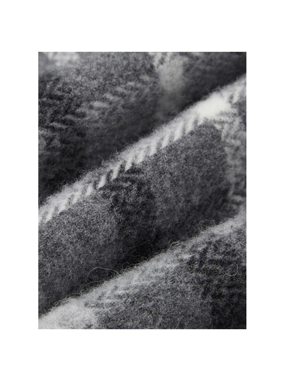 Plaid scozzese in lana vergine Square, 100% lana vergine, Grigio, grigio scuro, bianco latteo, Larg. 130 x Lung. 170 cm