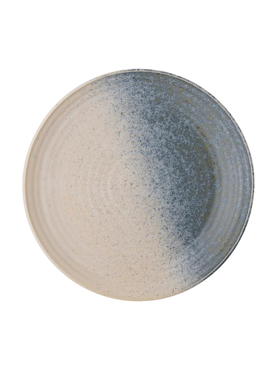 Handgemachter Frühstücksteller Aura aus Steingut, Steingut, Blau, Beige, Grün, Ø 21 cm