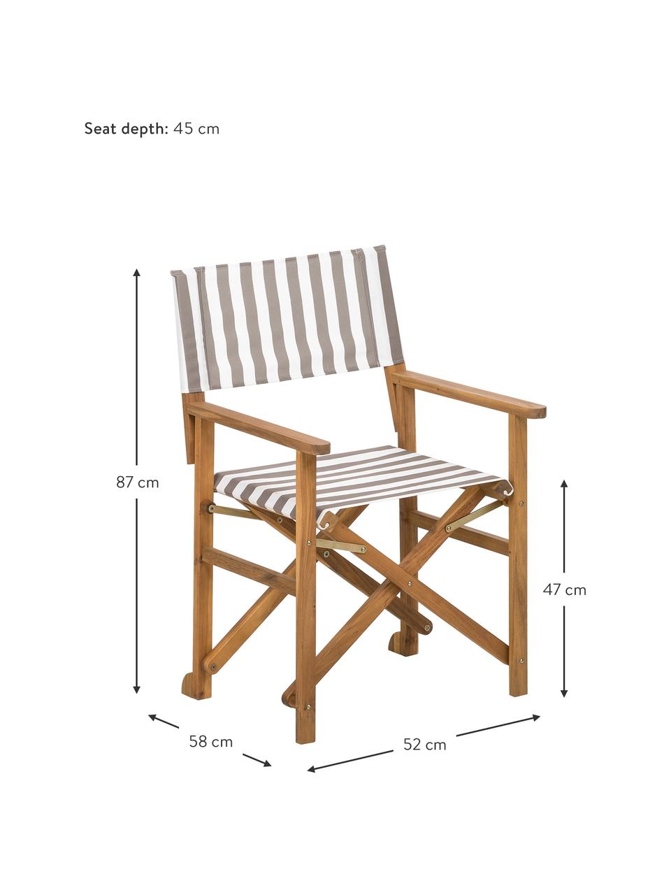 Fauteuil metteur en scène pliable en bois Zoe, Beige, blanc, larg. 52 x prof. 58 cm