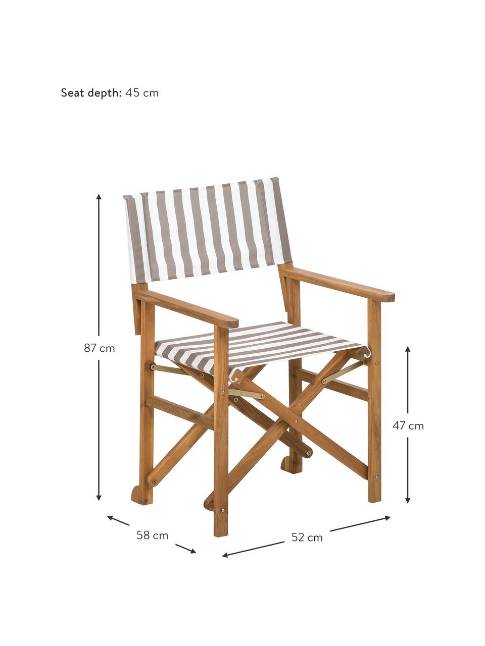 Režisérská židle s dřevěnou konstrukcí Zoe, Béžová, bílá, Š 52 cm, H 58 cm