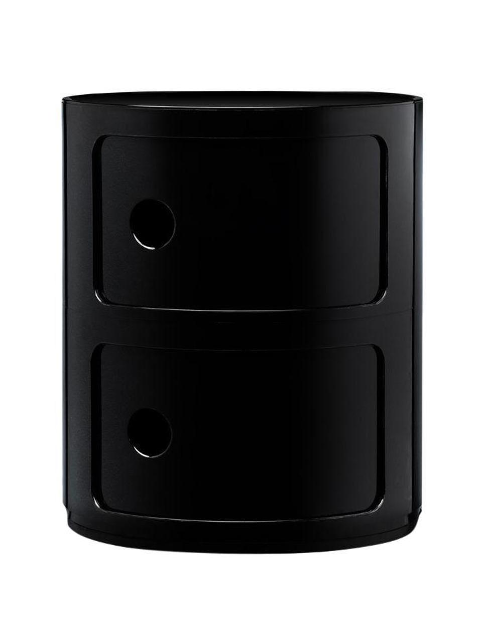 Design container Componibili 2 modules in zwart, Kunststof (ABS), gelakt, Greenguard gecertificeerd, Glanzend zwart, Ø 32 x H 40 cm