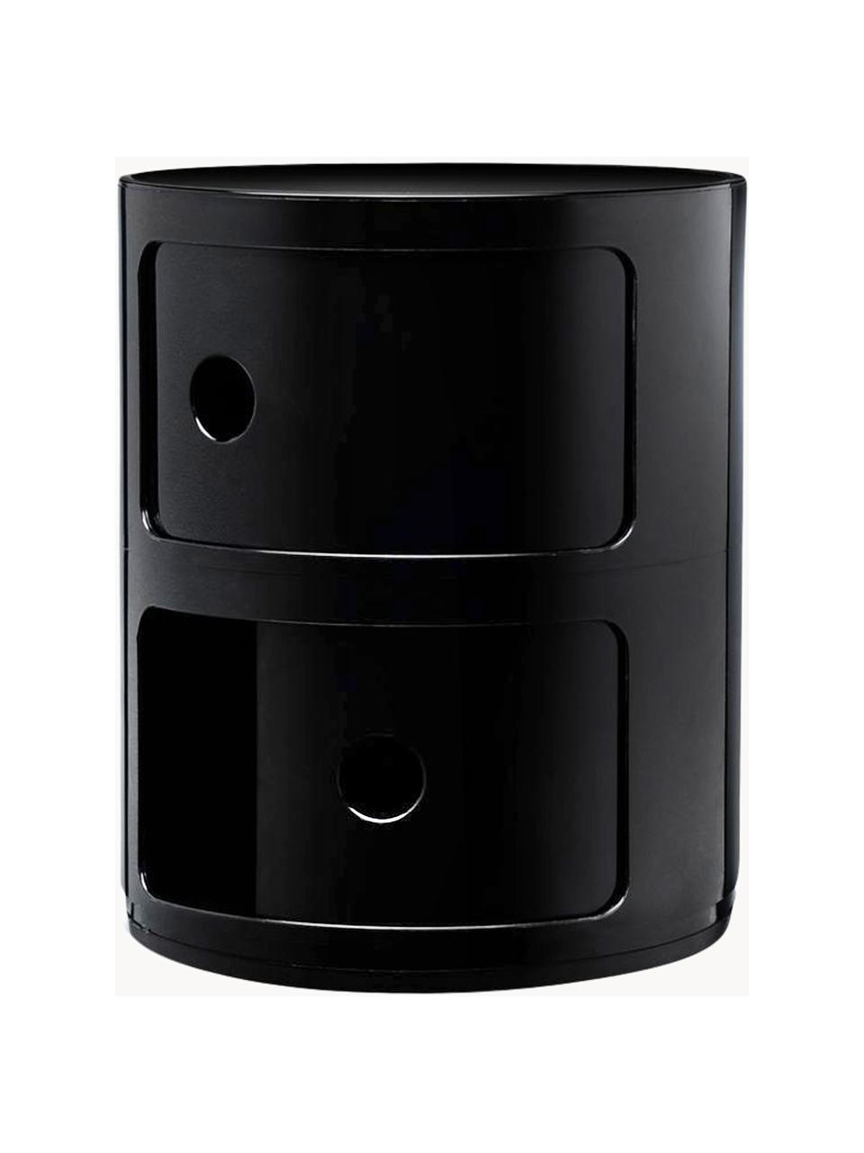 Dizajnový čierny stolík Componibili, 2 moduly, Plast, certifikát Greenguard, Čierna, Ø 32 x V 40 cm