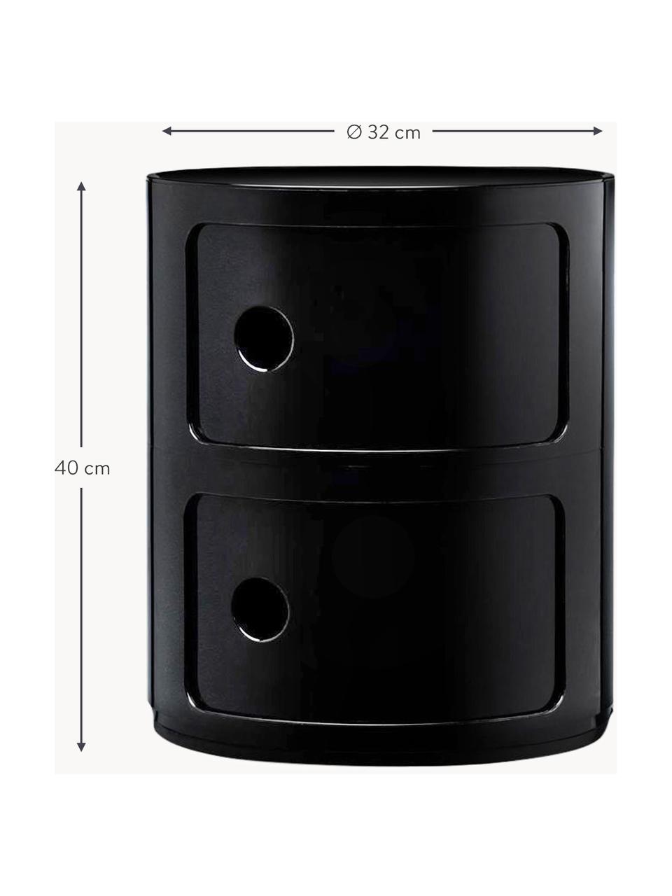 Dizajnový čierny stolík Componibili, 2 moduly, Plast, certifikát Greenguard, Čierna, Ø 32 x V 40 cm