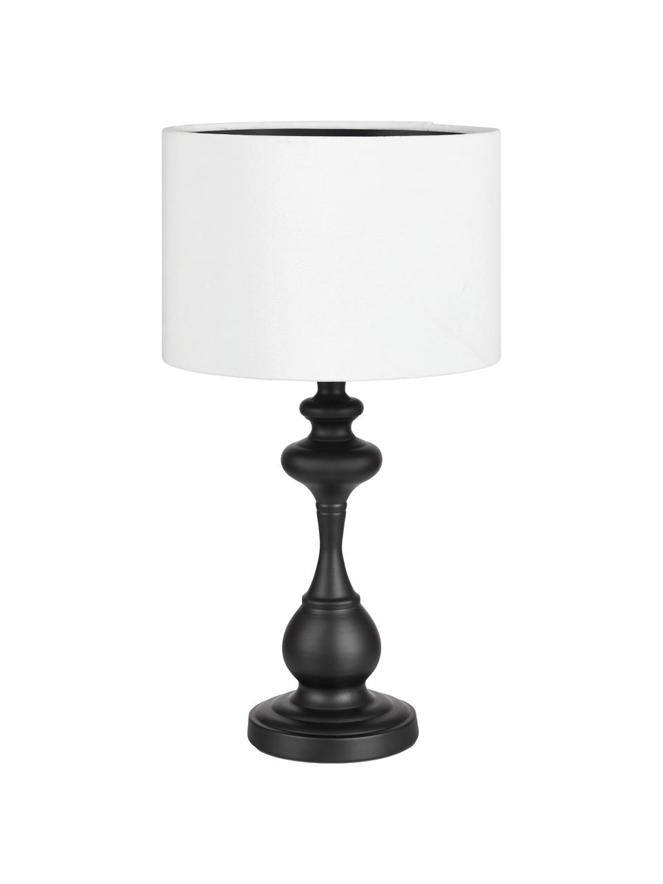 Lámpara de mesa de tela Connor, Pantalla: tela, Cable: plástico, Negro, blanco, Ø 24 x Al 45 cm