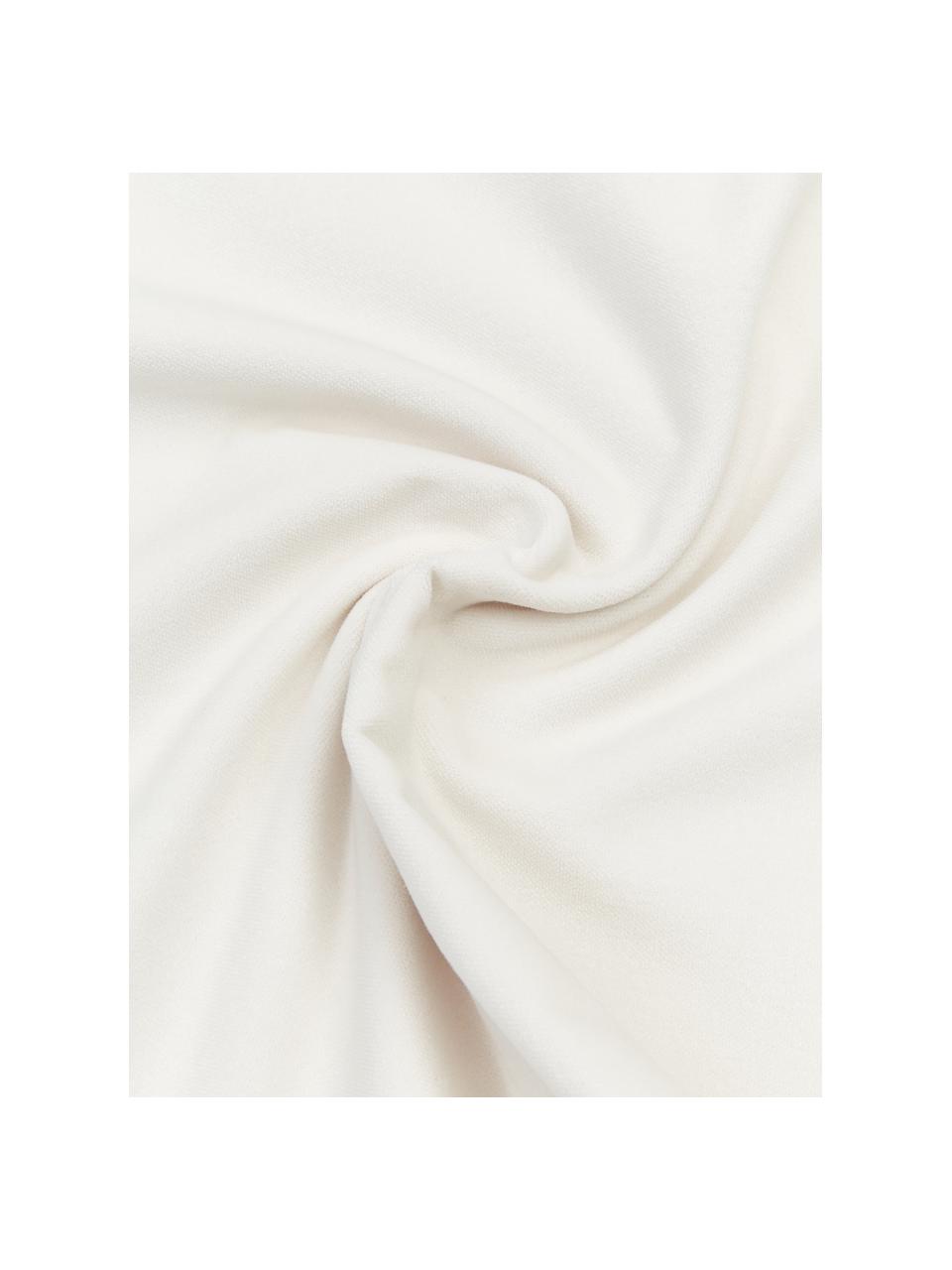 Housse de coussin velours blanc crème uni Dana, 100 % velours de coton, Beige, larg. 40 x long. 40 cm